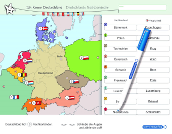 Ich kenne Deutschland - Deutschlands Nachbarländer, Lerntafel mit Stift