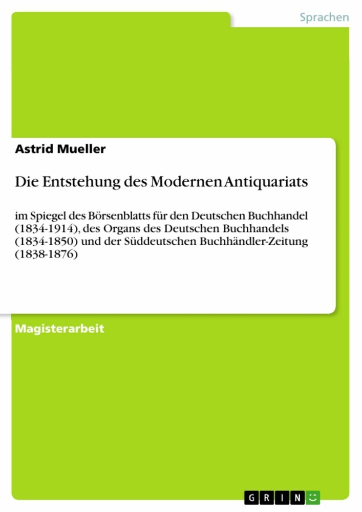 Die Entstehung des Modernen Antiquariats main product photo