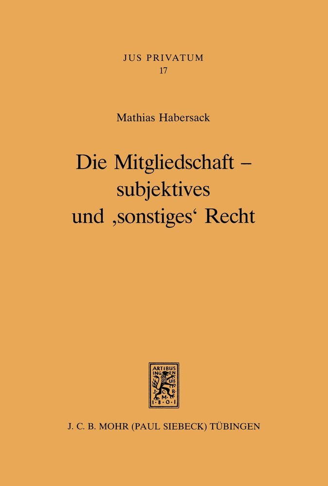 Die Mitgliedschaft - subjektives und 'sonstiges' Recht main product photo
