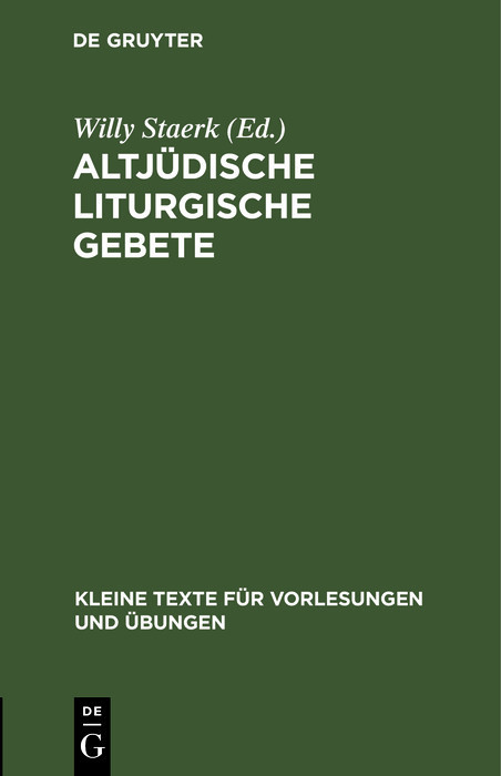 Altjüdische liturgische Gebete main product photo