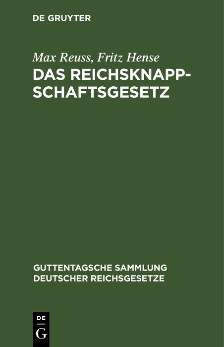 Das Reichsknappschaftsgesetz main product photo