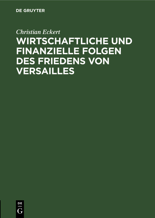 Wirtschaftliche und finanzielle Folgen des Friedens von Versailles main product photo