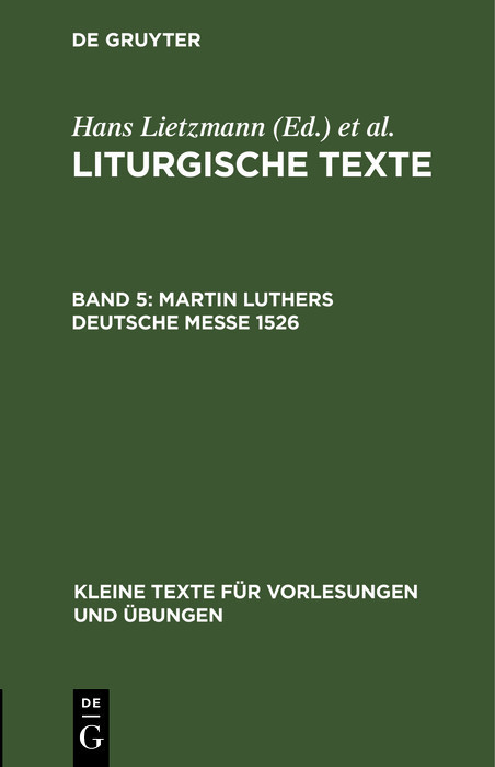 Martin Luthers Deutsche Messe 1526 main product photo