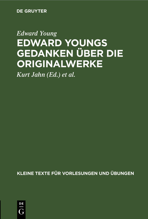 Edward Youngs Gedanken über die Originalwerke main product photo