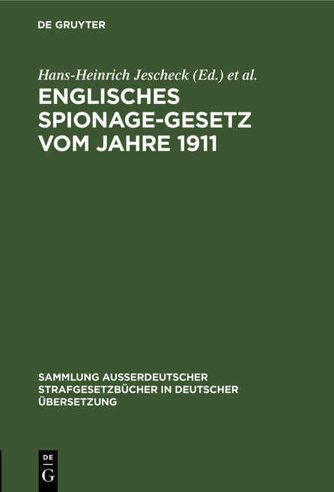 Englisches Spionage-Gesetz vom Jahre 1911 main product photo