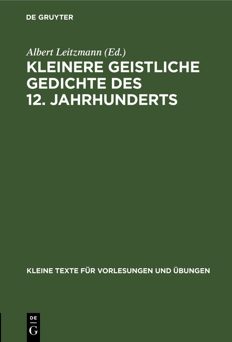 Kleinere geistliche Gedichte des 12. Jahrhunderts main product photo