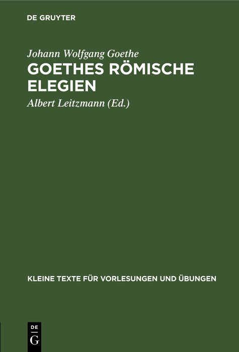 Goethes römische Elegien main product photo