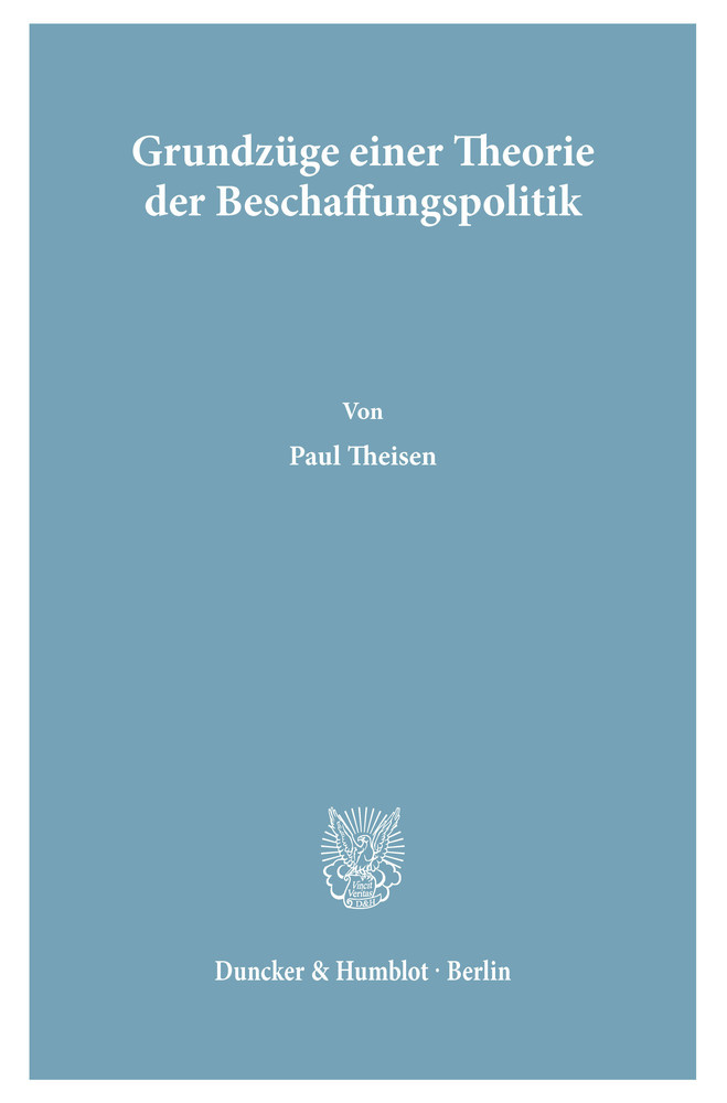 Grundzüge einer Theorie der Beschaffungspolitik. main product photo