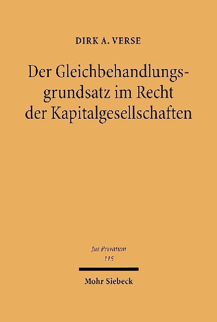 Der Gleichbehandlungsgrundsatz im Recht der Kapitalgesellschaften main product photo