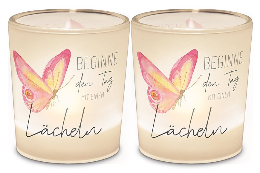 Licht + Teelicht D6H6 "Beginne den Tag mit einem Lächeln" main product photo