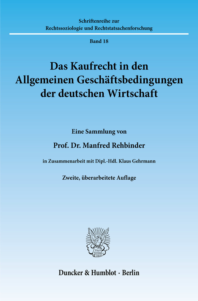 Das Kaufrecht in den Allgemeinen Geschäftsbedingungen der deutschen Wirtschaft. main product photo