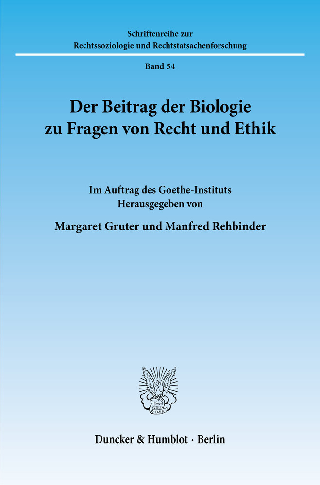Der Beitrag der Biologie zu Fragen von Recht und Ethik. main product photo