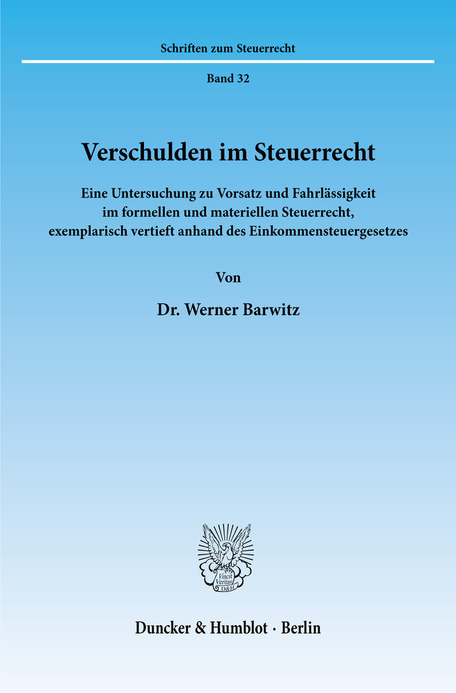 Verschulden im Steuerrecht. main product photo