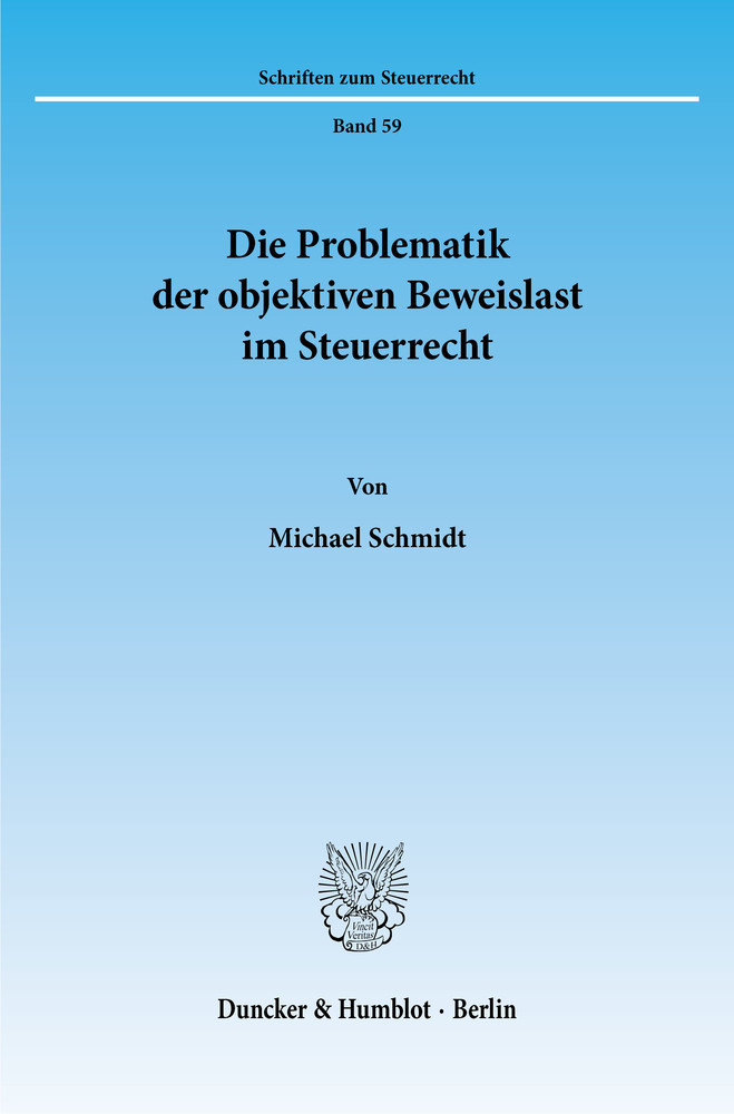 Die Problematik der objektiven Beweislast im Steuerrecht. main product photo