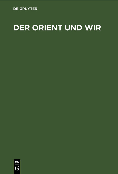 Der Orient und Wir main product photo