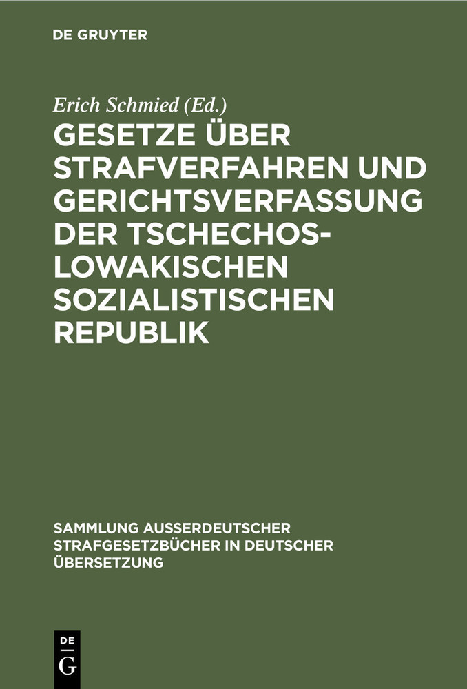 Gesetze über Strafverfahren und Gerichtsverfassung der Tschechoslowakischen Sozialistischen Republik main product photo