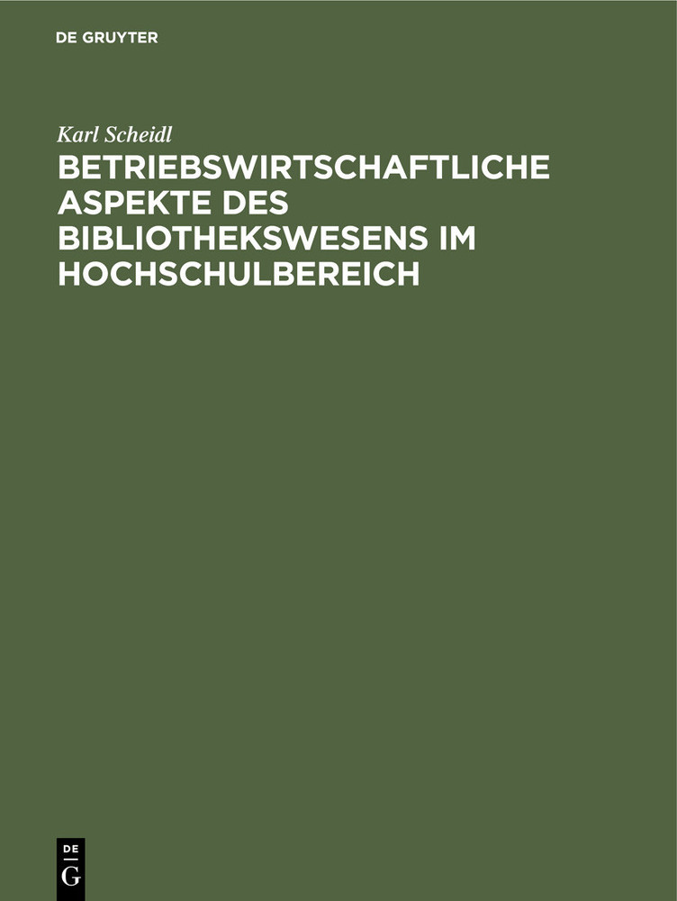 Betriebswirtschaftliche Aspekte des Bibliothekswesens im Hochschulbereich main product photo