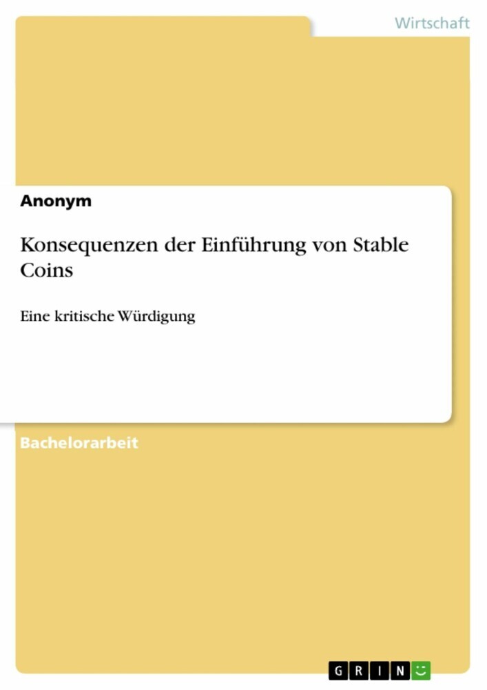 Konsequenzen der Einführung von Stable Coins main product photo