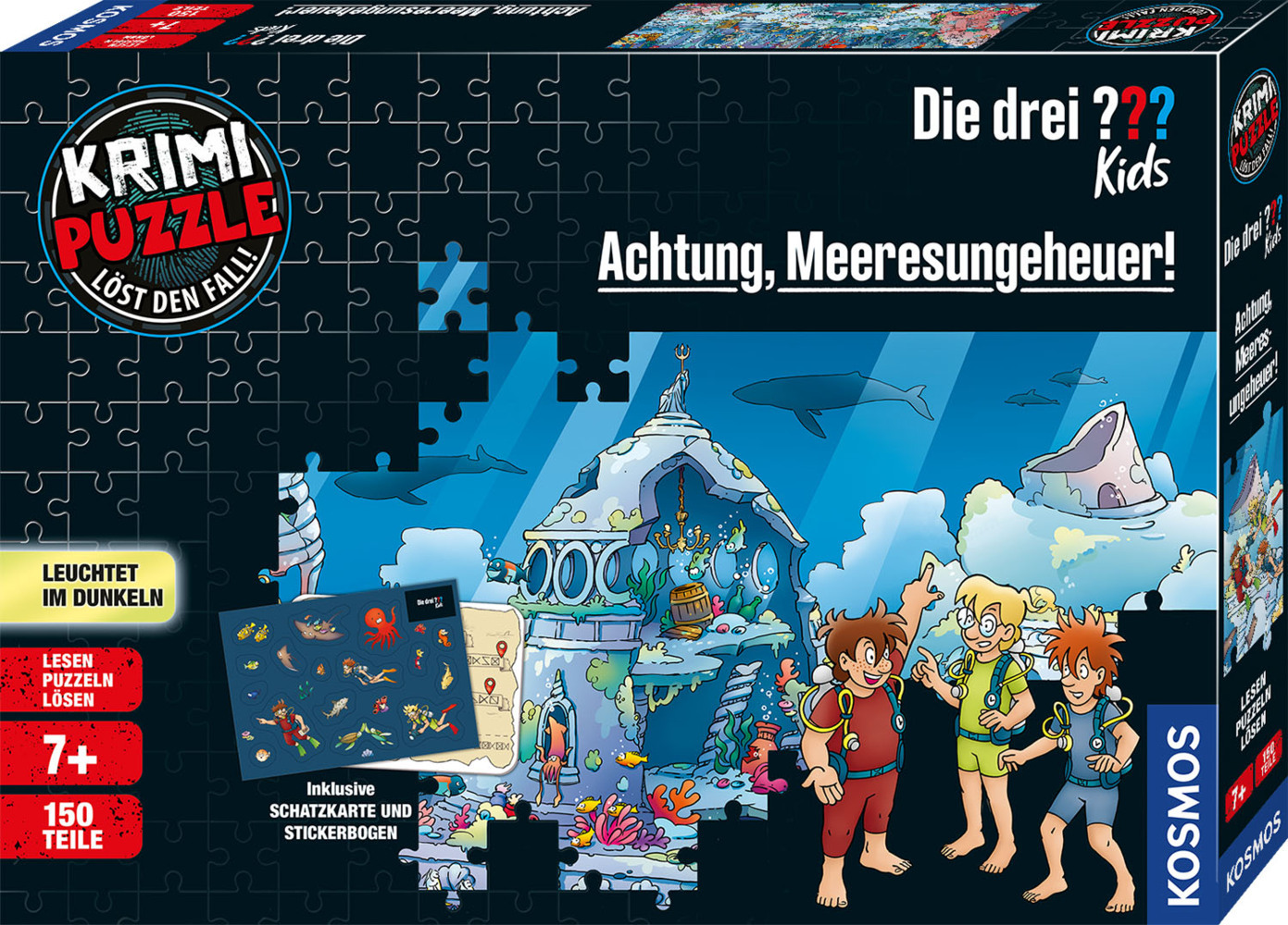 Krimi Puzzle Die drei ??? Kids, Achtung, Meeresungeheuer! (Kinderpuzzle) main product photo