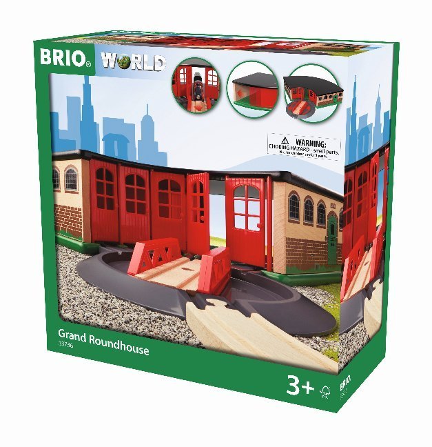 BRIO World 33736 Großer Ringlokschuppen mit Drehscheibe - Zubehör für die BRIO Holzeisenbahn - Kleinkinderspielzeug empfohlen ab 3 Jahren main product photo