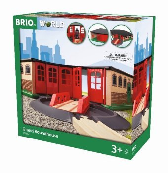 BRIO World 33736 Großer Ringlokschuppen mit Drehscheibe - Zubehör für die BRIO Holzeisenbahn - Kleinkinderspielzeug empfohlen ab 3 Jahren