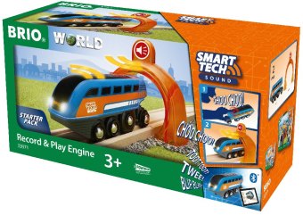 BRIO World 33971 Smart Tech Sound Lok mit Aufnahmefunktion - Elektrischer Zug mit Tunnel - Interaktives Spielzeug empfohlen ab 3 Jahren