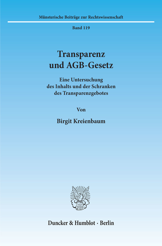 Transparenz und AGB-Gesetz. main product photo