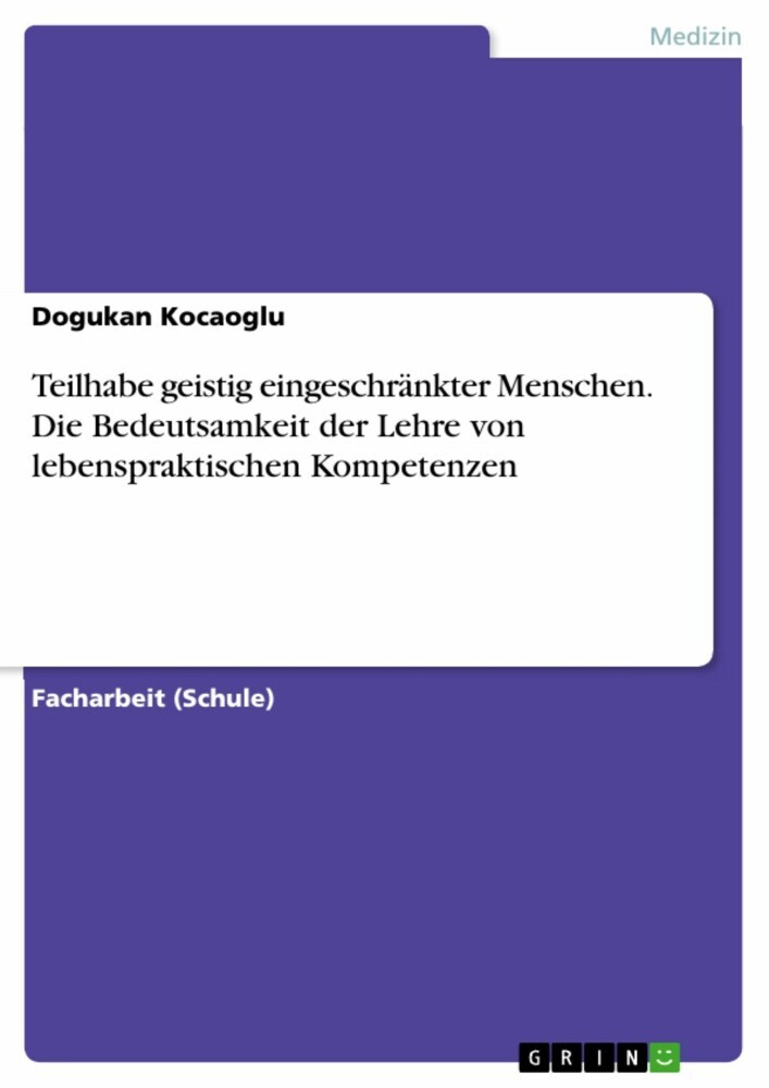 Teilhabe geistig eingeschränkter Menschen. Die Bedeutsamkeit der Lehre von lebenspraktischen Kompetenzen main product photo