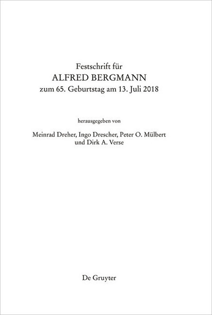 Festschrift für Alfred Bergmann zum 65. Geburtstag am 13. Juli 2018 main product photo
