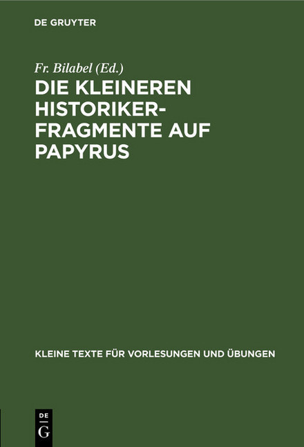 Die kleineren Historikerfragmente auf Papyrus main product photo