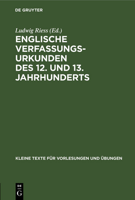 Englische Verfassungsurkunden des 12. und 13. Jahrhunderts main product photo