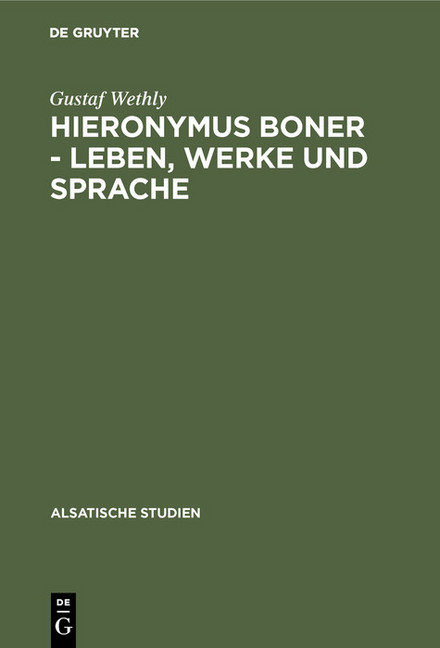 Hieronymus Boner - Leben, Werke und Sprache main product photo