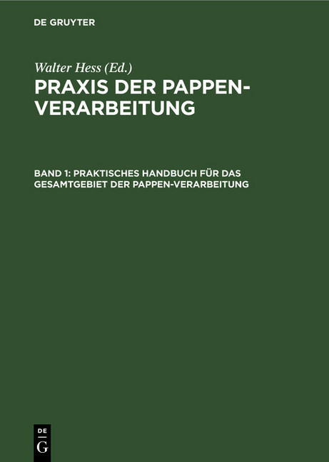 Praktisches Handbuch für das Gesamtgebiet der Pappen-Verarbeitung main product photo