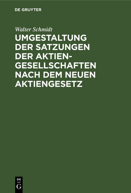 Umgestaltung der Satzungen der Aktiengesellschaften nach dem neuen Aktiengesetz main product photo
