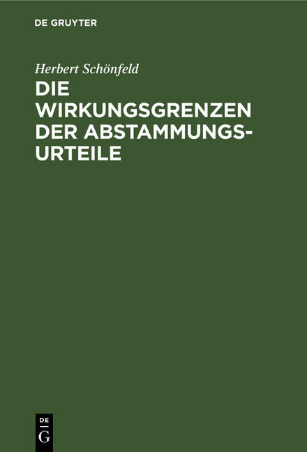 Die Wirkungsgrenzen der Abstammungsurteile main product photo