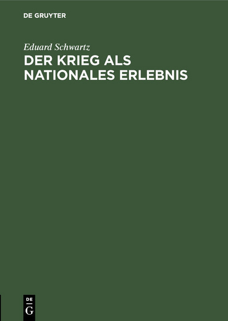 Der Krieg als nationales Erlebnis main product photo