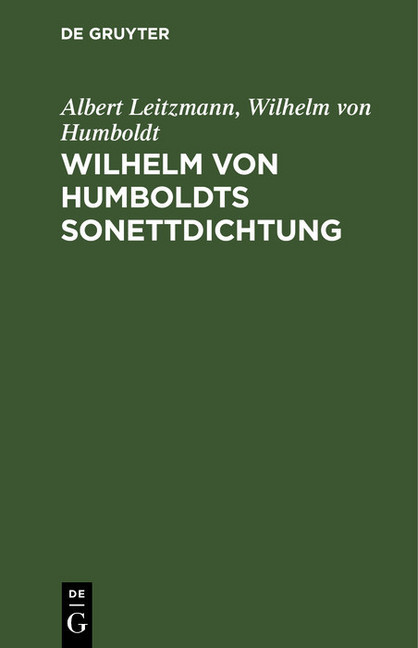 Wilhelm von Humboldts Sonettdichtung main product photo
