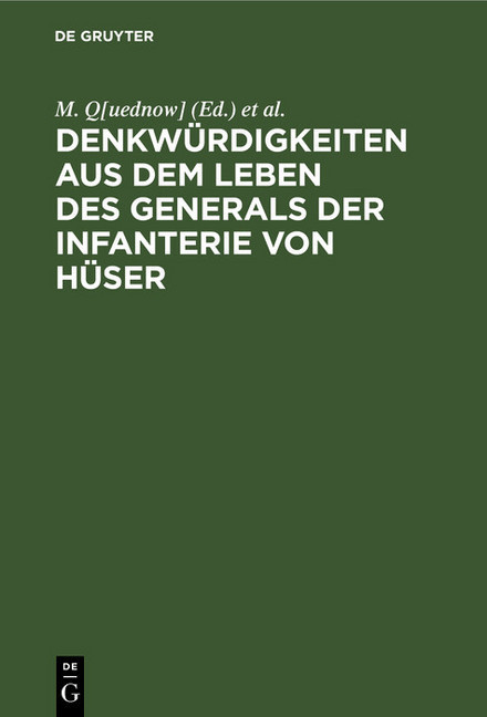 Denkwürdigkeiten aus dem Leben des Generals der Infanterie von Hüser main product photo