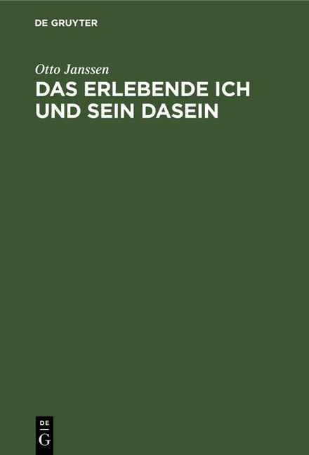 Das erlebende Ich und sein Dasein main product photo