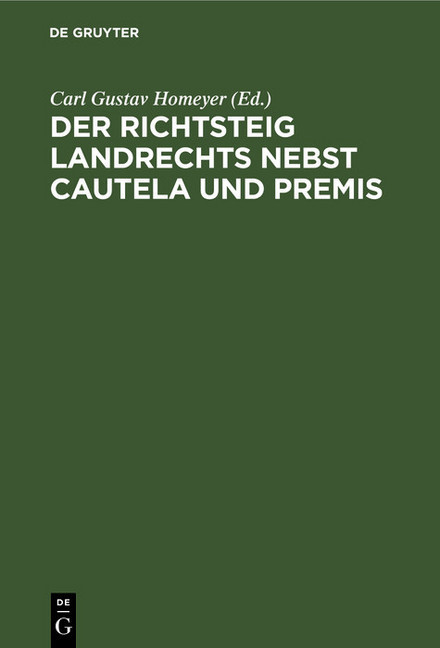 Der Richtsteig Landrechts nebst Cautela und Premis main product photo