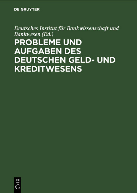 Probleme und Aufgaben des deutschen Geld- und Kreditwesens main product photo