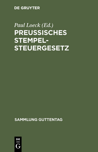 Preußisches Stempelsteuergesetz main product photo