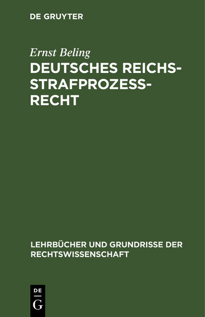 Deutsches Reichsstrafprozeßrecht main product photo