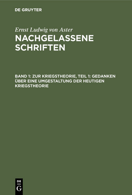 Zur Kriegstheorie, Teil 1: Gedanken über eine Umgestaltung der heutigen Kriegstheorie main product photo