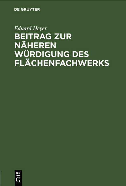 Beitrag zur näheren Würdigung des Flächenfachwerks main product photo
