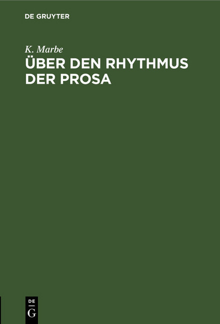 Über den Rhythmus der Prosa main product photo