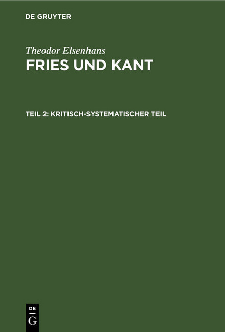 Kritisch-systematischer Teil main product photo