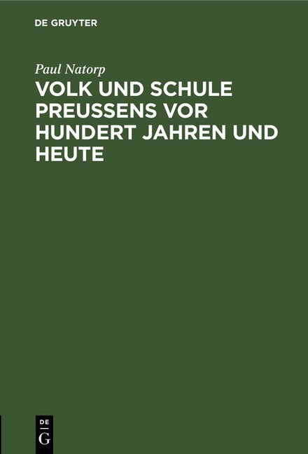Volk und Schule Preußens vor hundert Jahren und heute main product photo