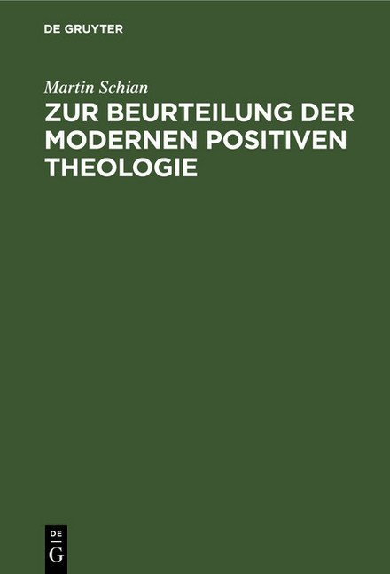Zur Beurteilung der modernen positiven Theologie main product photo