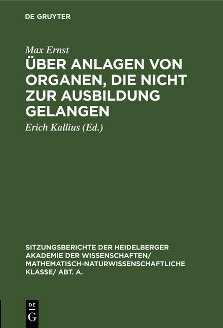 Über Anlagen von Organen, die nicht zur Ausbildung gelangen main product photo